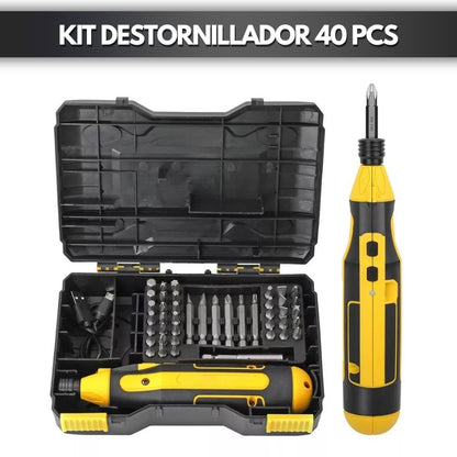 Kit destornillador eléctrico inalámbrico 44 piezas.