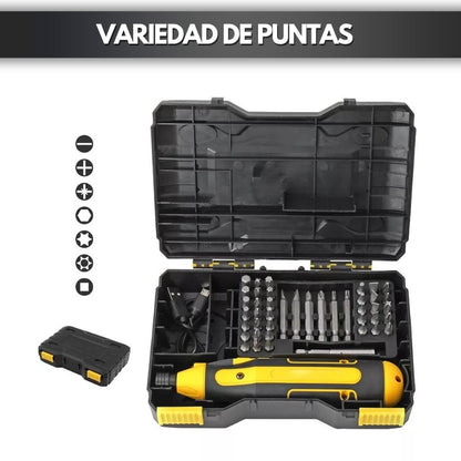 Kit destornillador eléctrico inalámbrico 44 piezas.