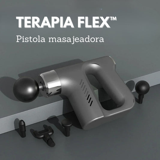 TerapiaFlex™ - Pistola masajeadora con 5 cabezales