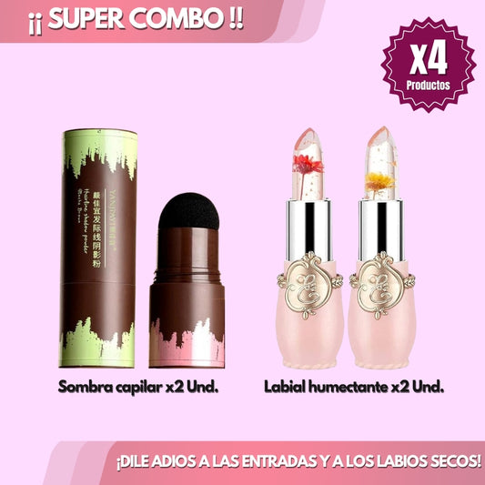 EstiloTotal® - COMBO Sombra Capilar x2 Und. & Labial Humectante x2 Und.